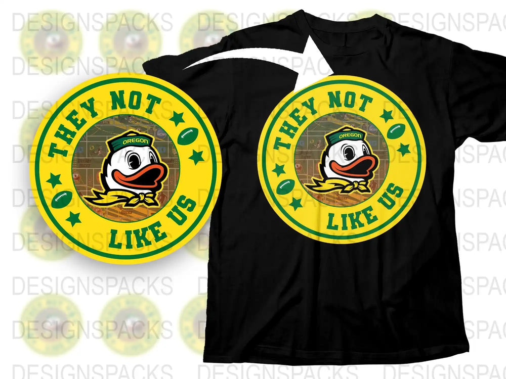 Oregon Duck Inspired T-Shirt, They Not Wo, Like Us Graphic Tee, Unisex Black Cotton Shirt