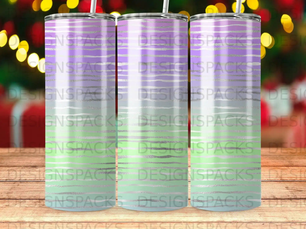 Purple Lilac Green Mint Silver Wavy Stripe Gradient Tumbler product type