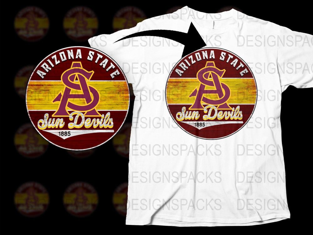 Arizona State Sun Devils T-Shirt, Vintage Logo, Maroon and Gold, College Apparel, 1885 Graphic Tee