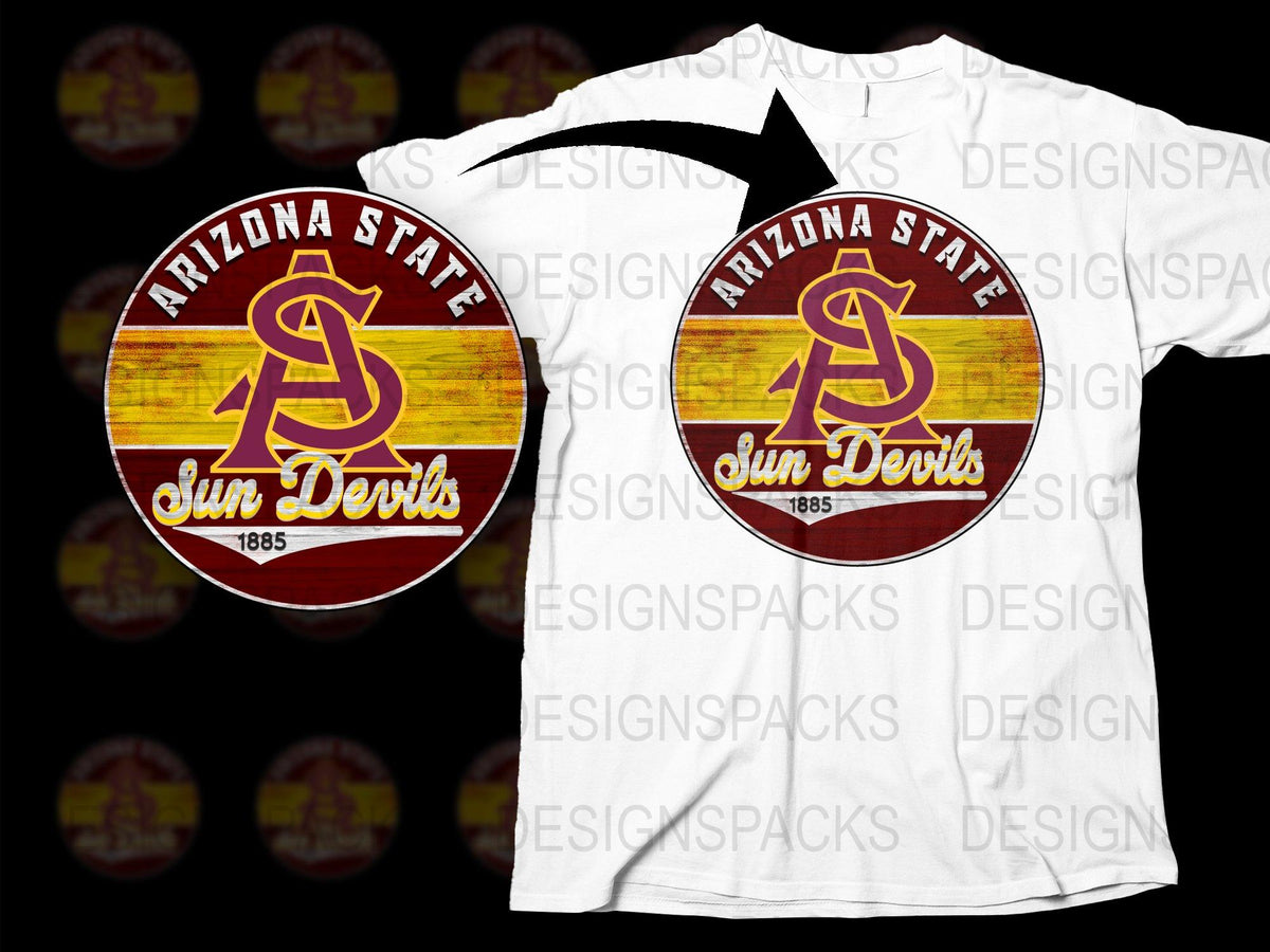 Arizona State Sun Devils T-Shirt, Vintage Logo, Maroon and Gold, College Apparel, 1885 Graphic Tee