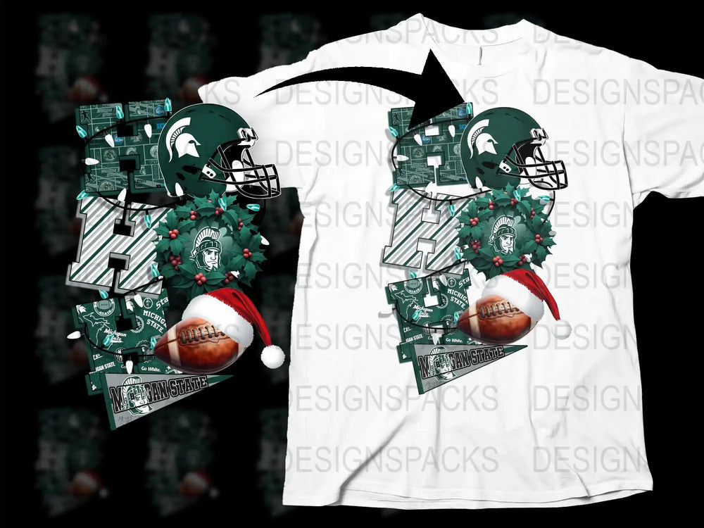 Michigan State Spartans Christmas T-Shirt, Holiday Football Graphic Tee, Festive Sports Apparel, Unisex Gift Idea