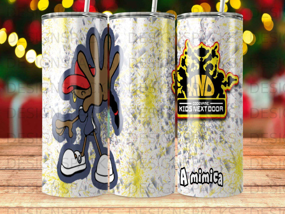 Kids Next Door Numbuh 2 character on a tumbler with glitter texture.