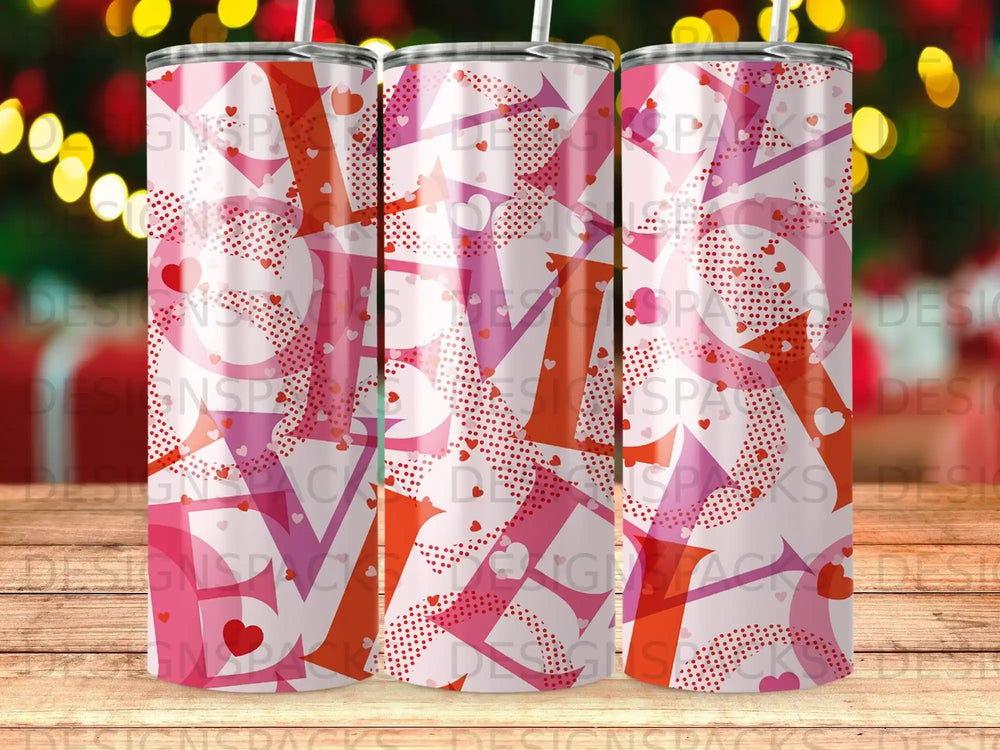 Pink Red Love Hearts Dots Pattern Valentine Tumbler product type