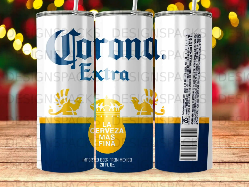 Corona Extra imported beer tumbler with Corona logo and text.