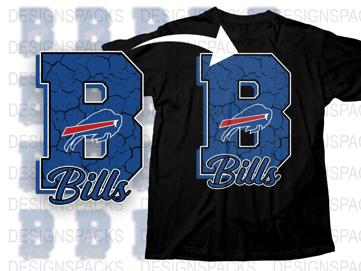Buffalo Bills Inspired T-Shirt Blue Crack Design Sports Fan Apparel Unisex Fit Football Season Gear