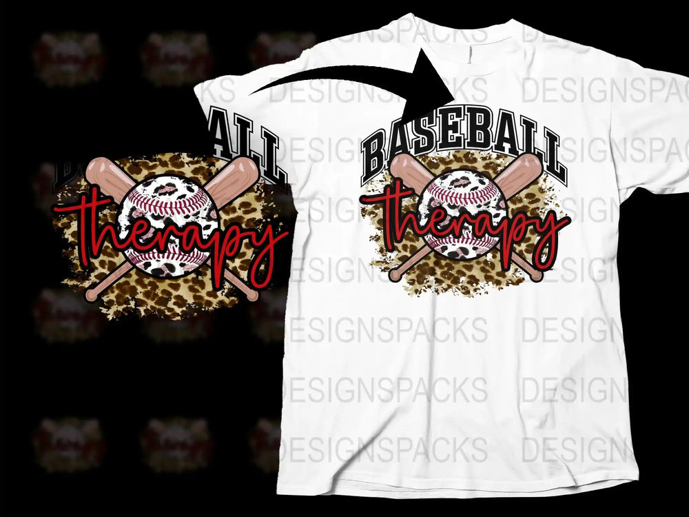 Baseball Therapy T-Shirt, Sports Fan Tee, Leopard Print, Athletic Casual Wear, Unisex Fashion Shirt, Baseball Lover Gift