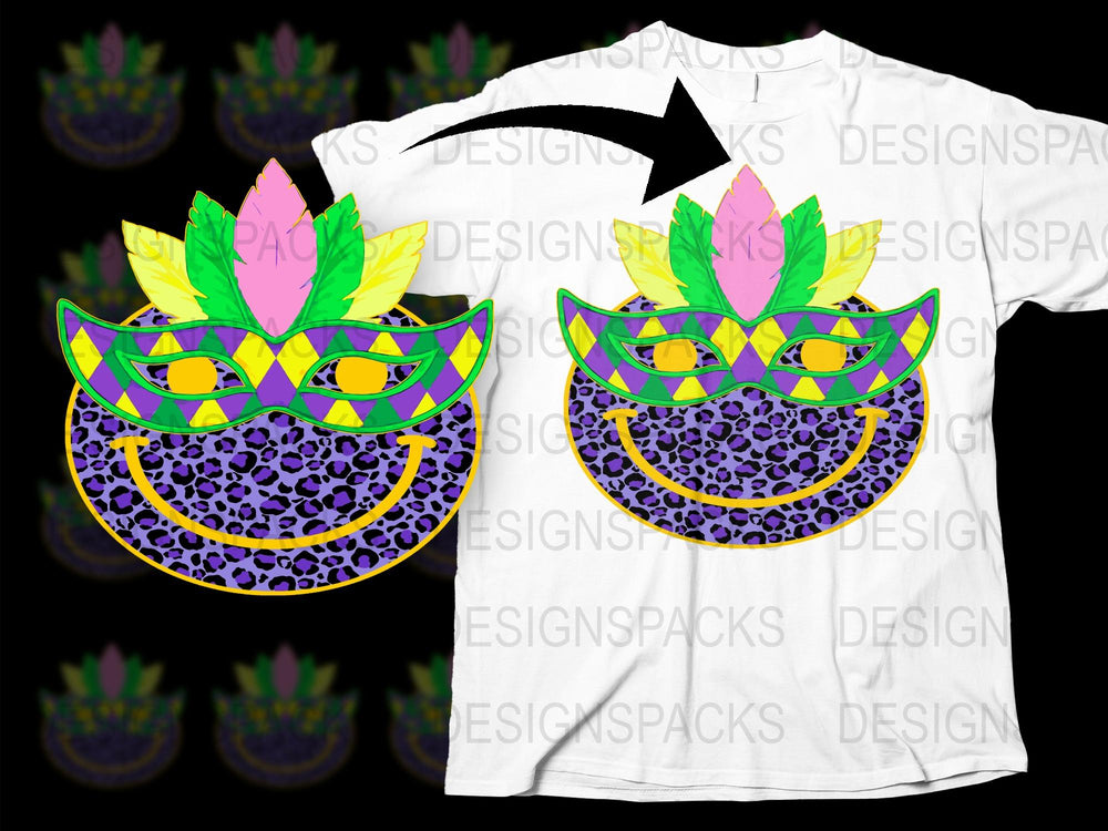 Colorful Mardi Gras Mask T-Shirt, Carnival Festival Costume, Unisex Graphic Tee, Vibrant Party Wear