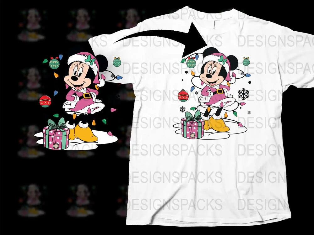 Minnie Mouse Christmas T-Shirt, Cute Holiday Graphic Tee, Disney Character Apparel, Festive Gift Idea