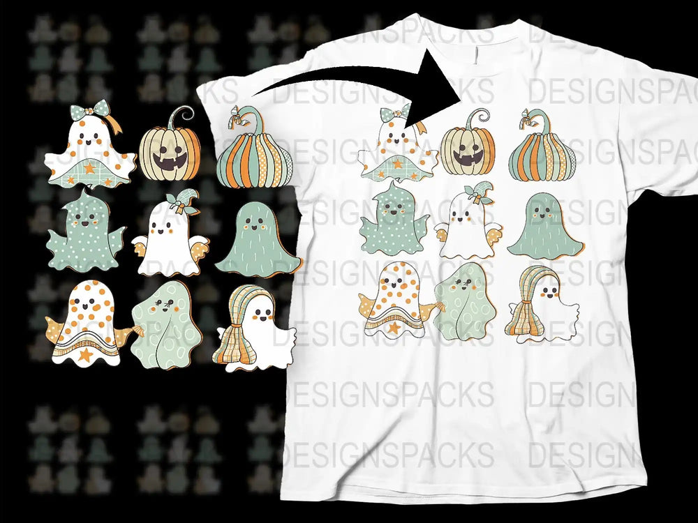 Cute Ghost and Pumpkin Halloween T-Shirt, Unisex Ghostly Graphic Tee, Fall Spooky Season Casual Wear