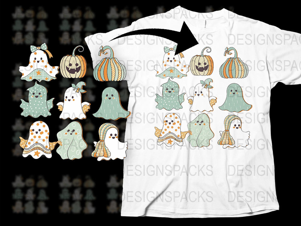 Cute Ghost and Pumpkin Halloween T-Shirt, Unisex Ghostly Graphic Tee, Fall Spooky Season Casual Wear
