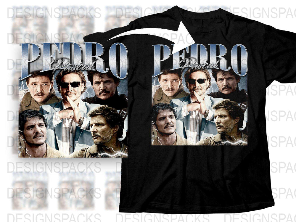 Vintage Pedro Movie Collage T-Shirt, Classic Film Actor Graphic Tee, Retro Movie Fan Apparel, Unique Gift Idea