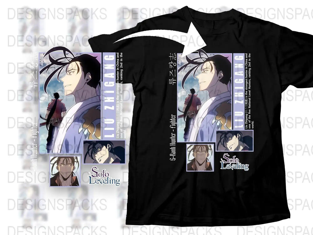 Solo Leveling Anime T-Shirt, Sung Jin-Woo Graphic Tee, Korean Manga Series Fan Merch, Unisex Black Cotton Shirt, Cool Gift Idea
