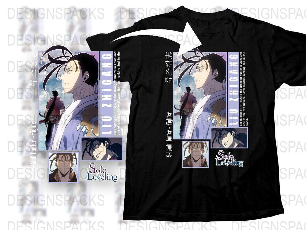 Solo Leveling Anime T-Shirt, Sung Jin-Woo Graphic Tee, Korean Manga Series Fan Merch, Unisex Black Cotton Shirt, Cool Gift Idea