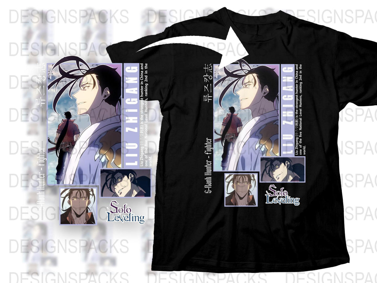 Solo Leveling Anime T-Shirt, Sung Jin-Woo Graphic Tee, Korean Manga Series Fan Merch, Unisex Black Cotton Shirt, Cool Gift Idea