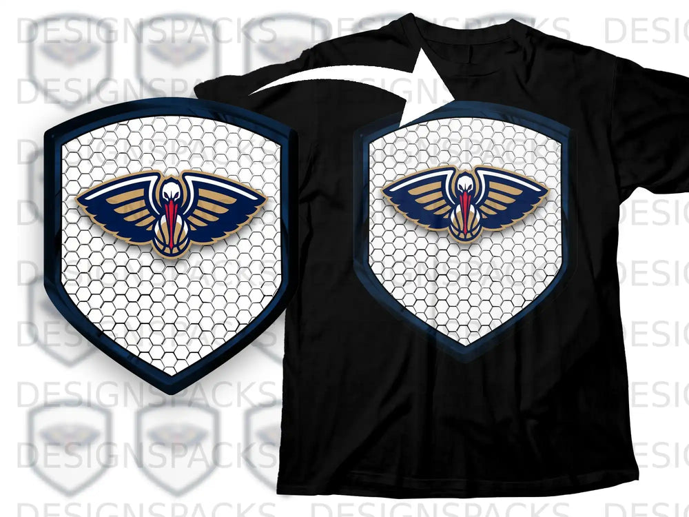 Basketball Team Emblem Hexagonal Shield T-shirt