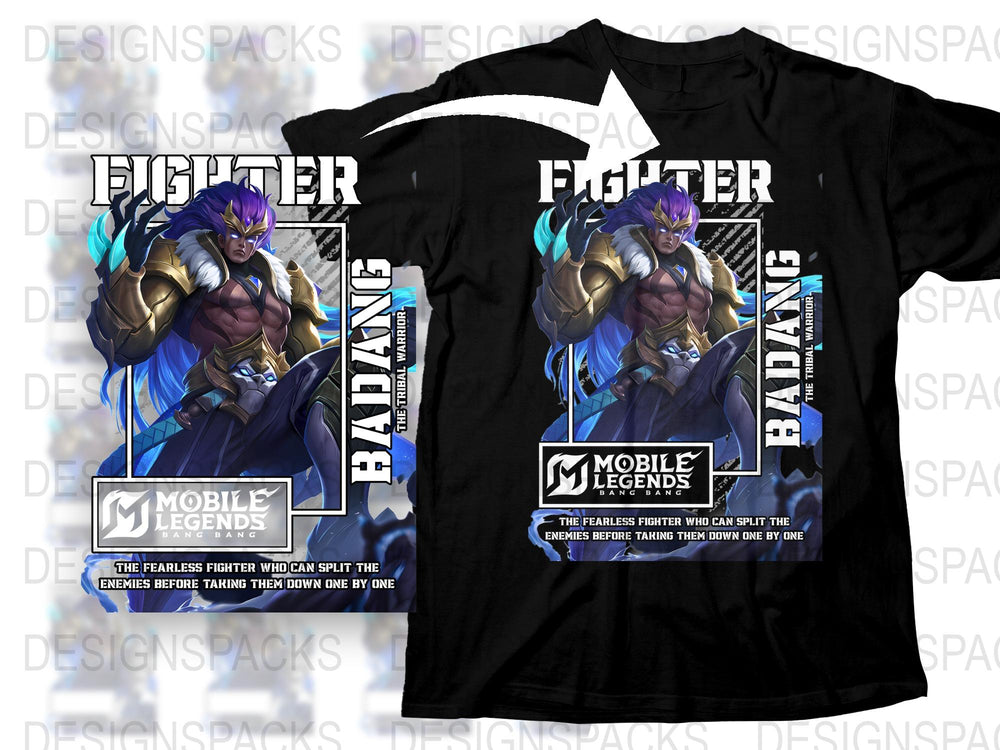 Mobile Legends Fighter T-Shirt, Badang Hero Graphic Tee, Gaming Apparel, Men's Fashion, Gift for Gamers