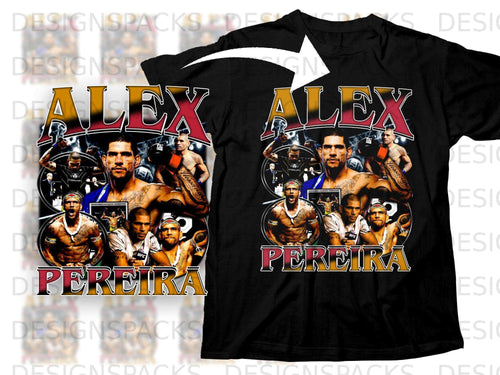 Alex Pereira UFC graphic tee with multiple fighter images and text.