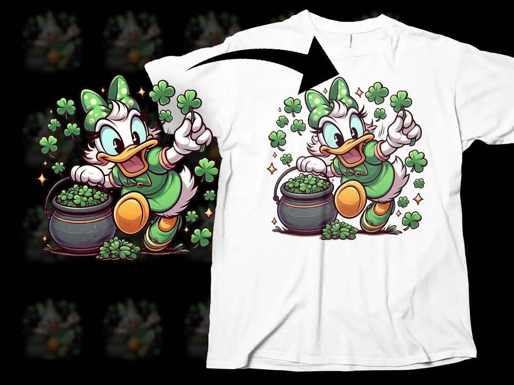 Smiling Duck Green Shamrocks Lucky Pot Design product type