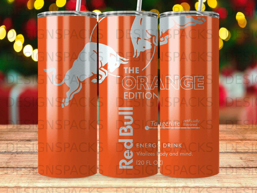 Red Bull "The Orange Edition" Tangerine flavored energy drink can, 20 FL OZ.