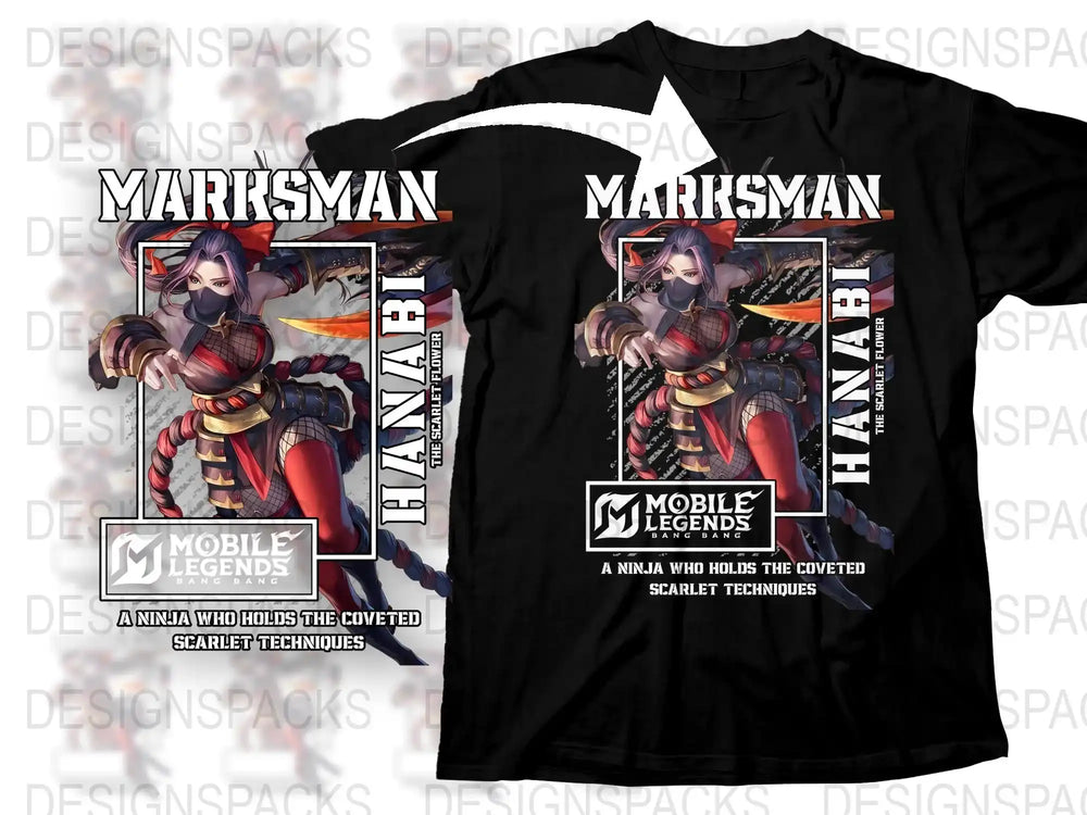 Mobile Legends Hanabi Ninja T-Shirt, Anime Style Graphic Tee, Scarlet Techniques Design, Gamer Apparel