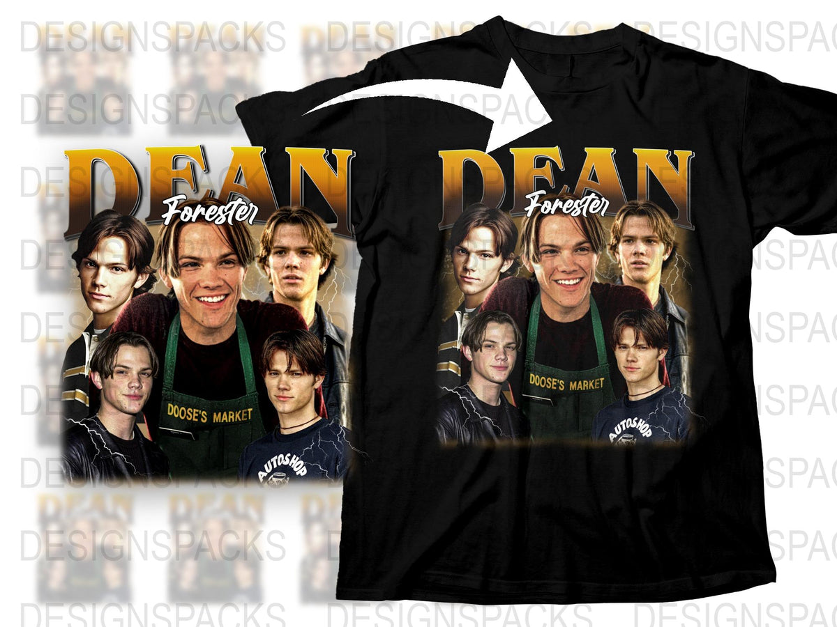 Dean Forester Fan T-Shirt, Vintage Graphic Tee, TV Show Merchandise, Multiple Poses Design, Unisex Black Shirt
