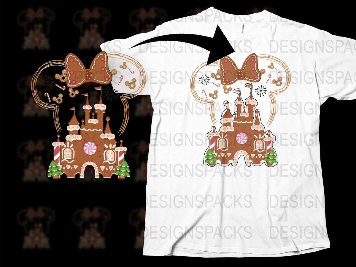 Gingerbread Castle T-Shirt, Cute Holiday Graphic Tee, Christmas Gift, Festive Apparel for All Ages