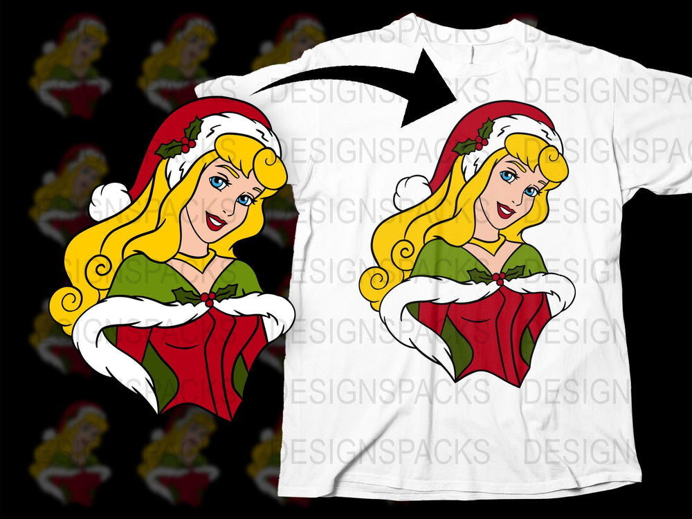 Christmas Fairy Tale Princess T-Shirt, Festive Holiday Apparel, Cartoon Character Design, Kids and Adults Sizes Available