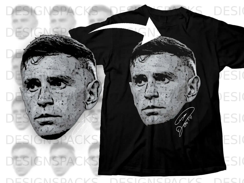 Detailed Black Graphic Signed Face Design T-shirt