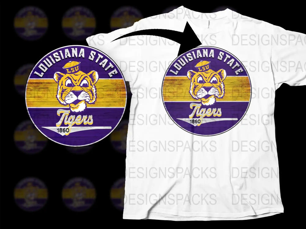 Louisiana State Tigers 1860 Logo T-Shirt, LSU Purple Gold College Sports Apparel