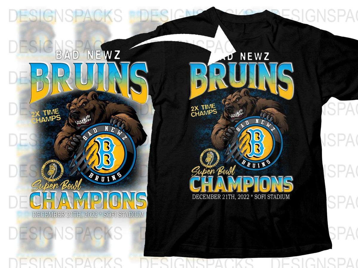 Bad Newz Bruins Graphic T-Shirt Super Bowl Champions December 2022 Sports Fan Apparel Black Tee