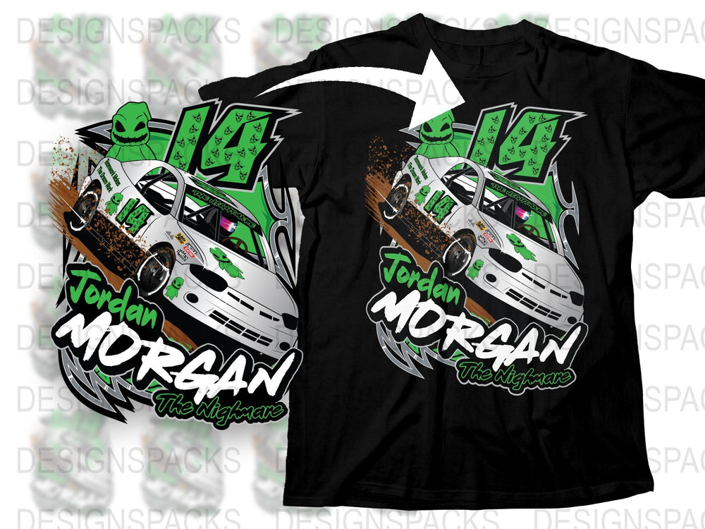 Jordan Morgan The Nightmare Racing T-Shirt, Dirt Track Graphic Tee, Motorsport Apparel, Custom Race Car Design Shirt