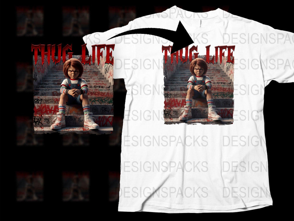 Thug Life Doll Graphic T-Shirt, Urban Streetwear, Cool Hip Hop Tee, Unique Gift, Unisex Fashion Clothing