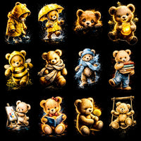 Load image into Gallery viewer, 64 Teddy Bear Animal Halftone Designs Bundle PNG
