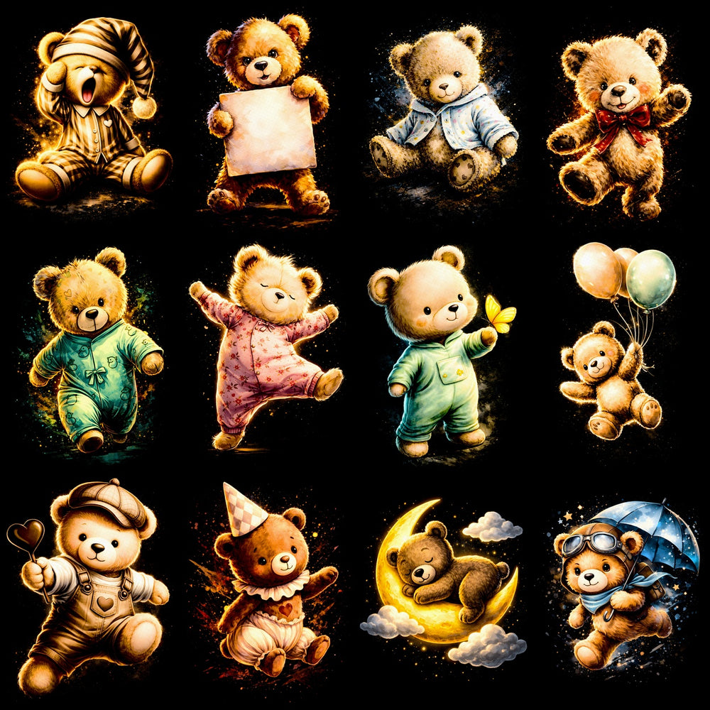 64 Teddy Bear Animal Halftone Designs Bundle PNG