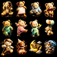 Load image into Gallery viewer, 64 Teddy Bear Animal Halftone Designs Bundle PNG
