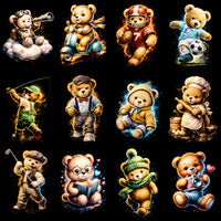 Load image into Gallery viewer, 64 Teddy Bear Animal Halftone Designs Bundle PNG
