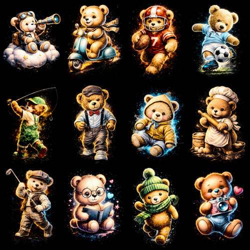 64 Teddy Bear Animal Halftone Designs Bundle PNG