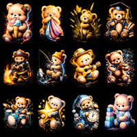 Load image into Gallery viewer, 64 Teddy Bear Animal Halftone Designs Bundle PNG
