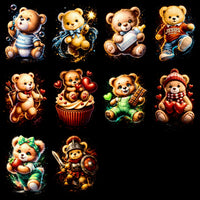 Load image into Gallery viewer, 64 Teddy Bear Animal Halftone Designs Bundle PNG
