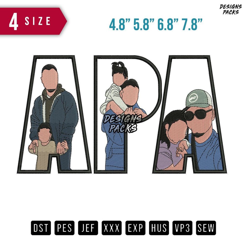 APA Son Daughter Embroidery Design