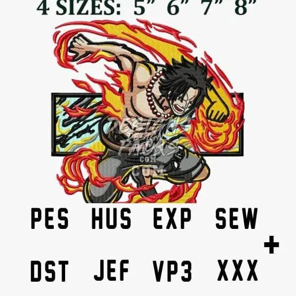 Ace Fire Punch One Piece Anime Embroidery Design designspacks