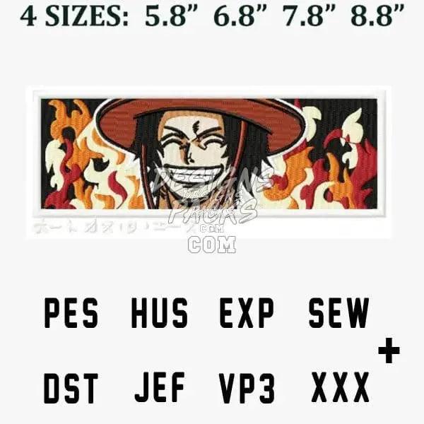 Ace One Piece Boxed Anime Embroidery Design designspacks