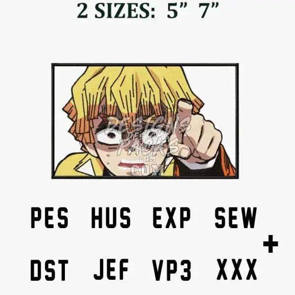 Anime character embroidery design in PES, DST, and other formats for 5" and 7" sizes