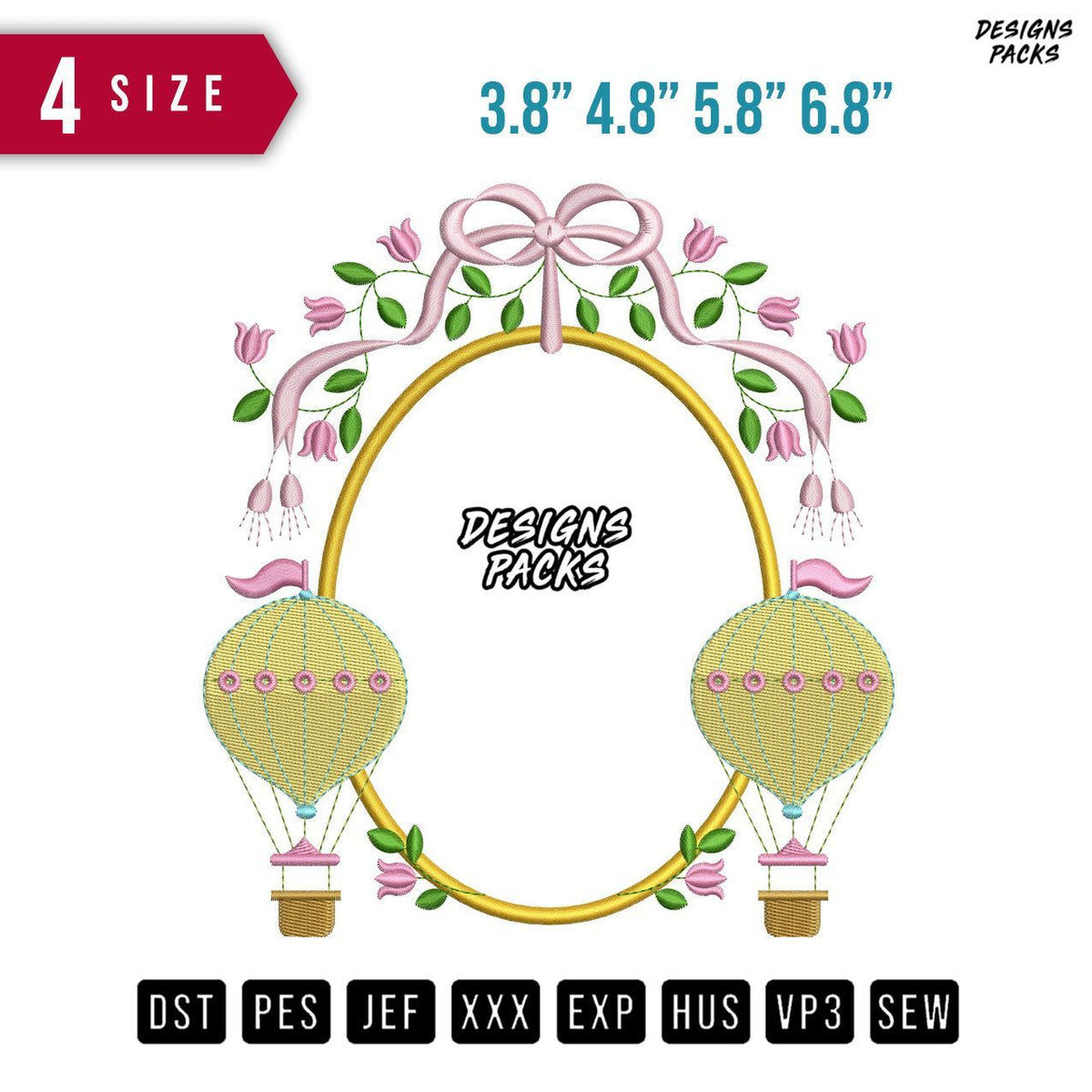 Air Ballon Ribbon Embroidery Design