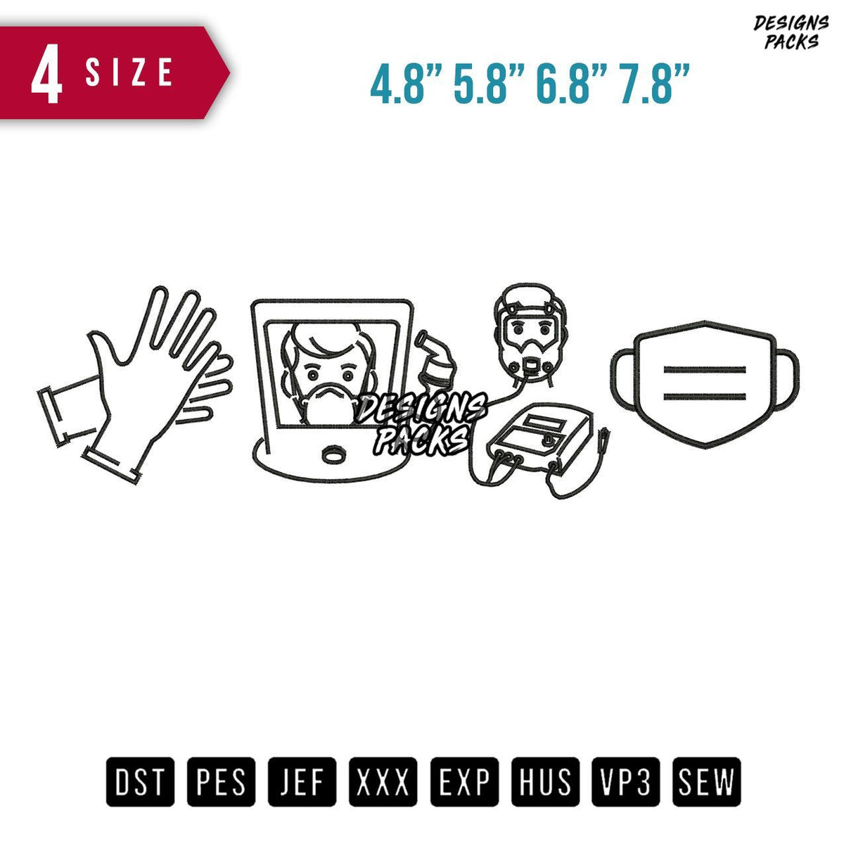 Air Health Icon Embroidery Design