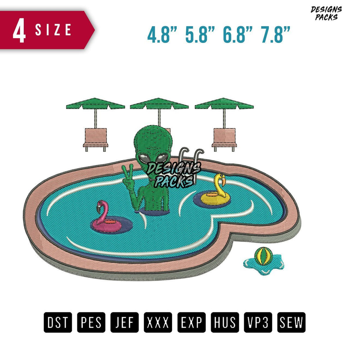 Alien pool Embroidery Design
