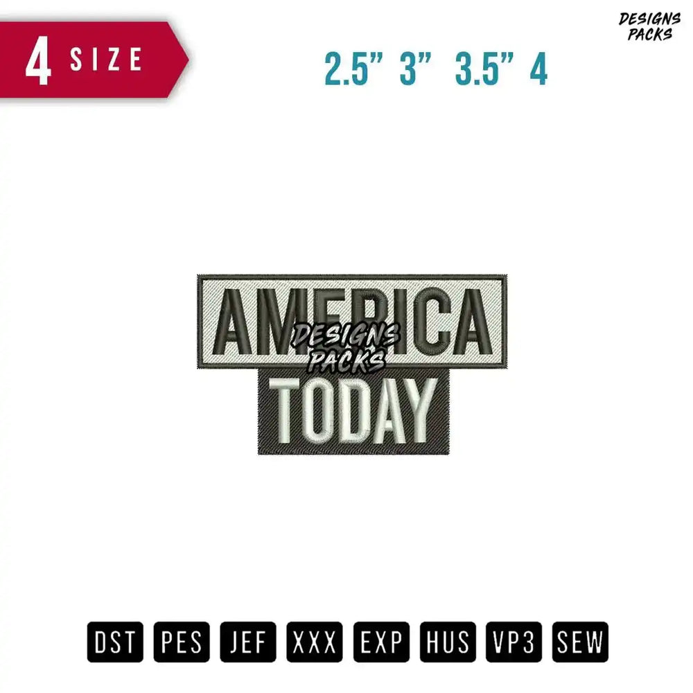 America Today Embroidery Design