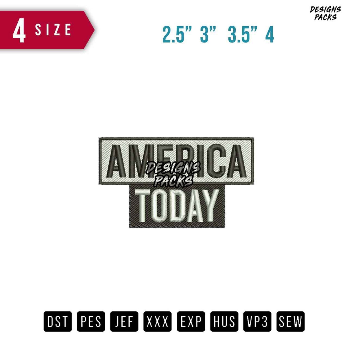 America Today Embroidery Design