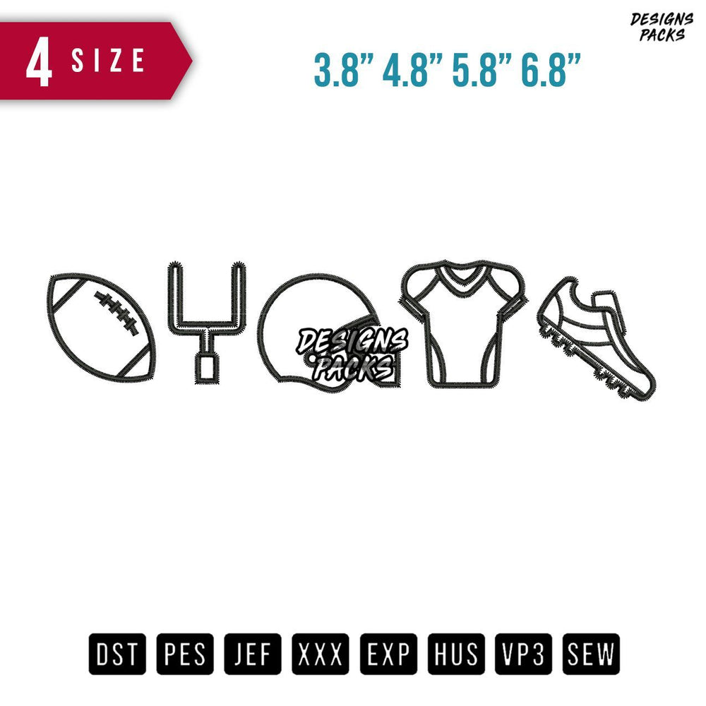 American Football Icons Embroidery Design