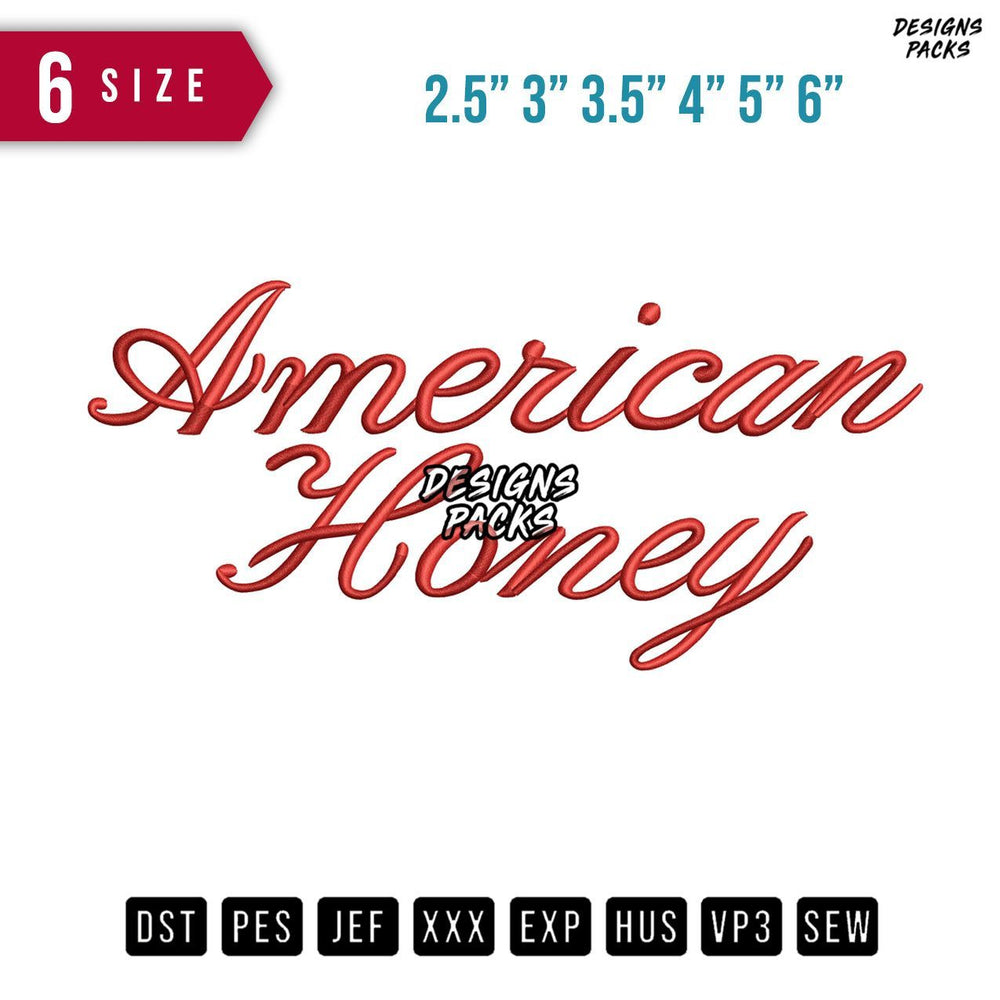 American Honey 3D puff Embroidery Design